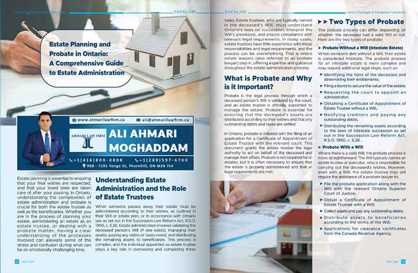 Estate Planning and Probate in Ontario: A Comprehensive Guide to Estate Administration Persian Estate lawyer in toronto and GTA