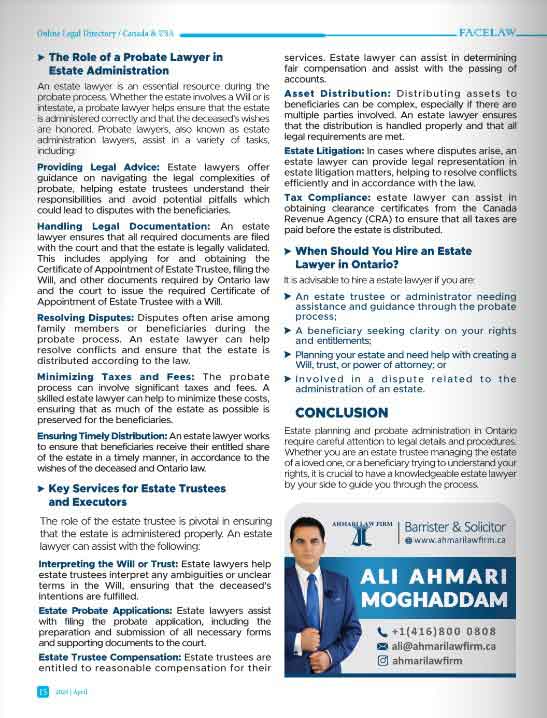Estate Planning and Probate in Ontario: A Comprehensive Guide to Estate Administration estate lawyer in toronto