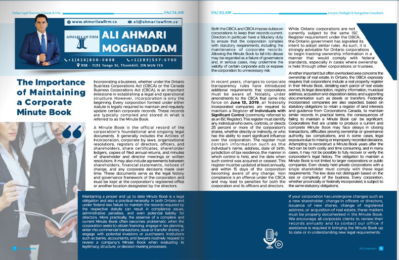 The Importance of Maintaining a Corporate Minute Book Facelaw platform. The Importance of Maintaining a Corporate Minute Book Facelaw platform.