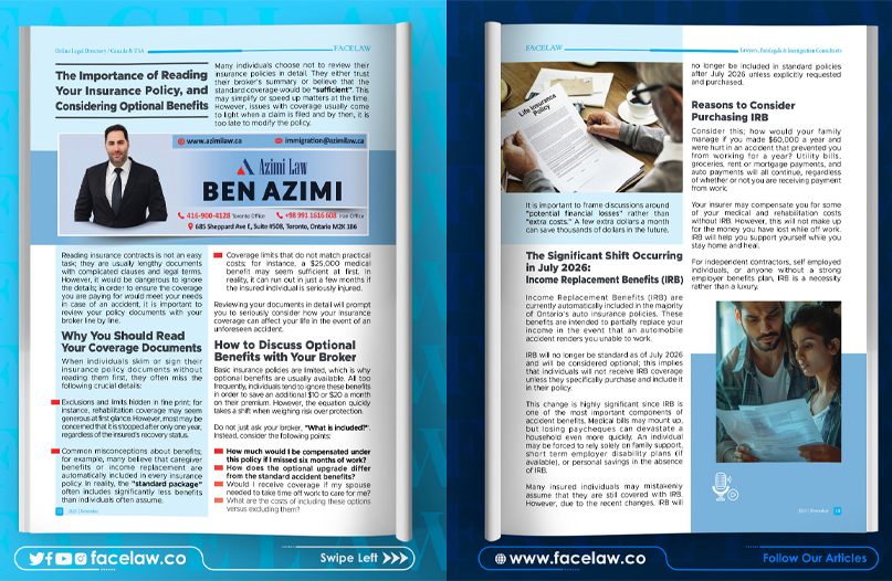 The Importance of Reading Your Insurance Policy, and Considering Optional Benefits The Importance of Reading Your Insurance Policy, and Considering Optional Benefits