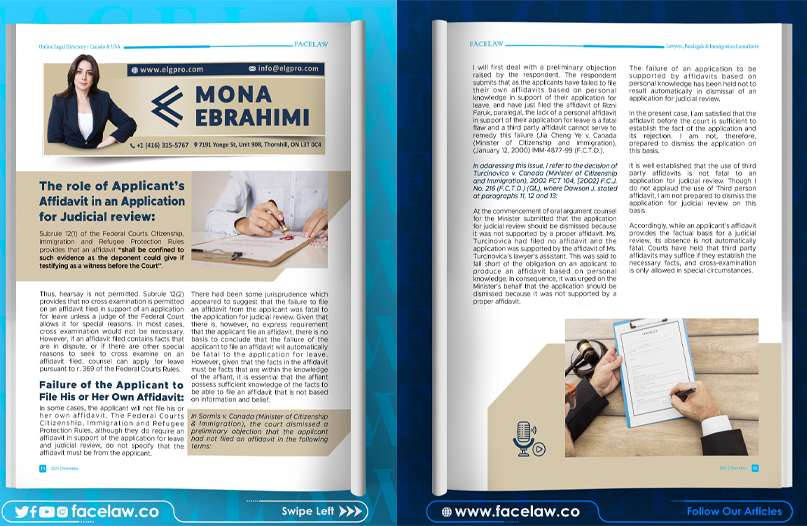 The role of Applicant’s Affidavit in an Application for Judicial review: The role of Applicant’s Affidavit in an Application for Judicial review: