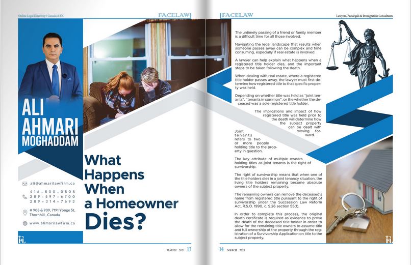 What Happens When a Homeowner Dies? estate and wills lawyer in toronto