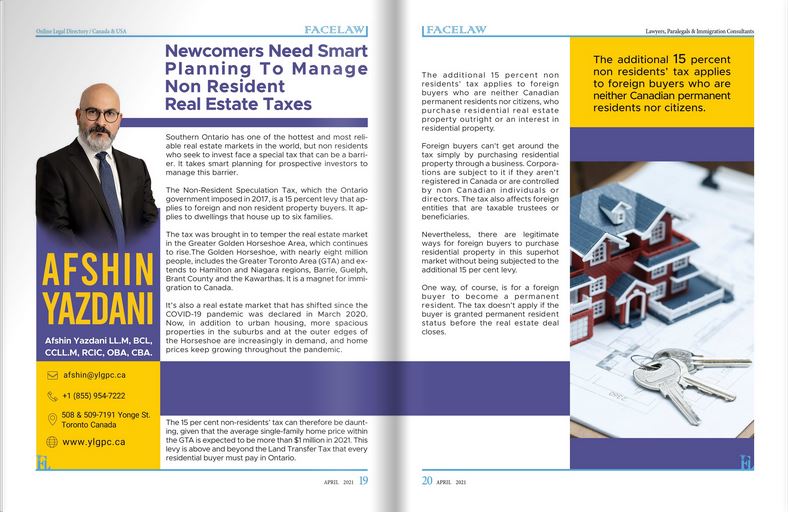 Newcomers need smart planning to manage non-resident real estate taxes immigration lawyer in canada