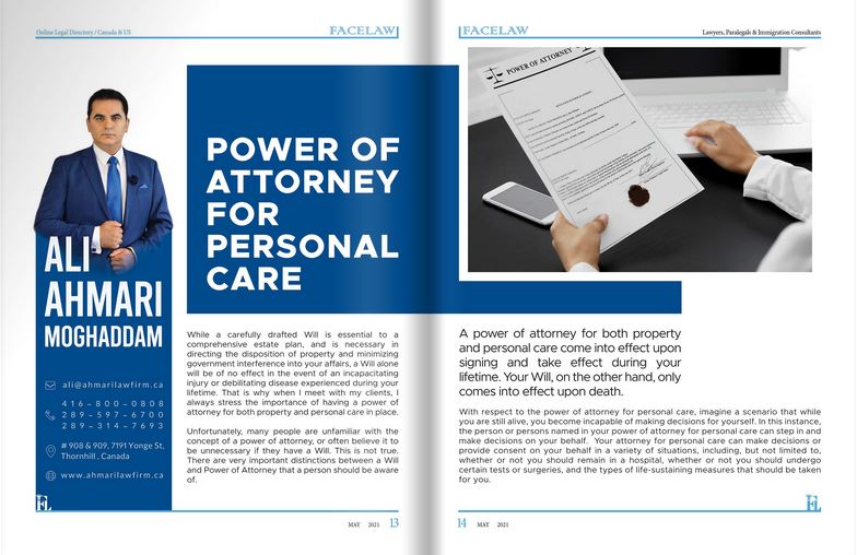 Power Of Attorney for Personal Care persian wills and estates lawyer in canada