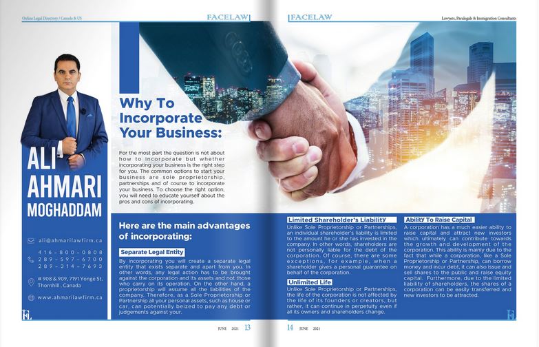 Why to incorporate your business business lawyer in toronto