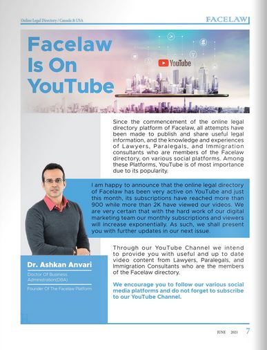 Facelaw is on Youtube best iranian lawyer in toronto