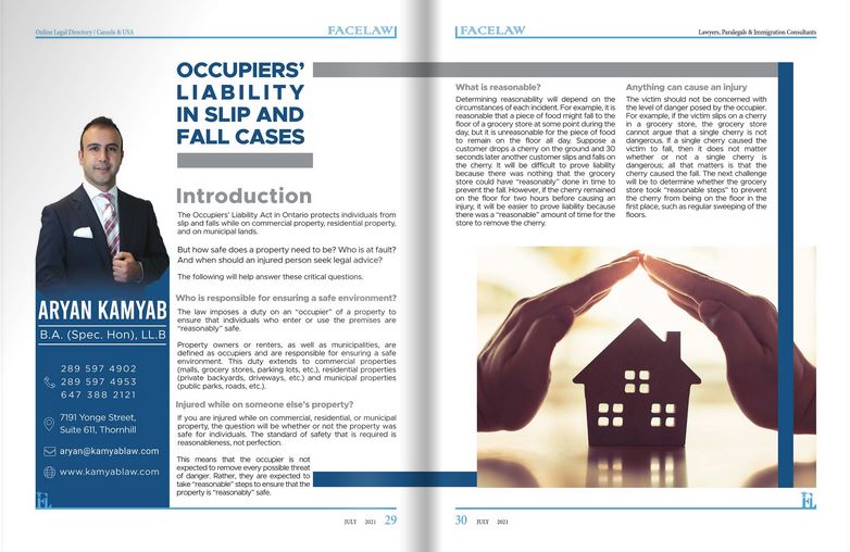 Occupiers’ Liability in Slip and Fall Cases best persian personal injury lawyer in canada