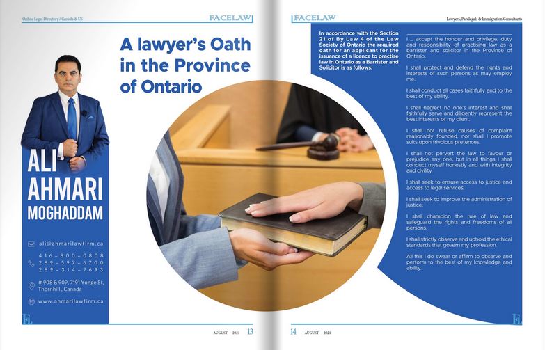 A lawyer’s Oath in the Province of Ontario list of lawyers in canada