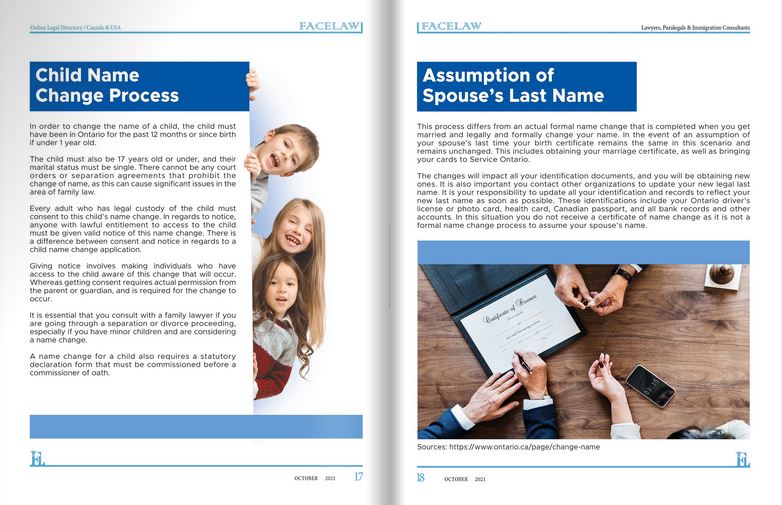 Name Change in Ontario persian lawyer in toronto
