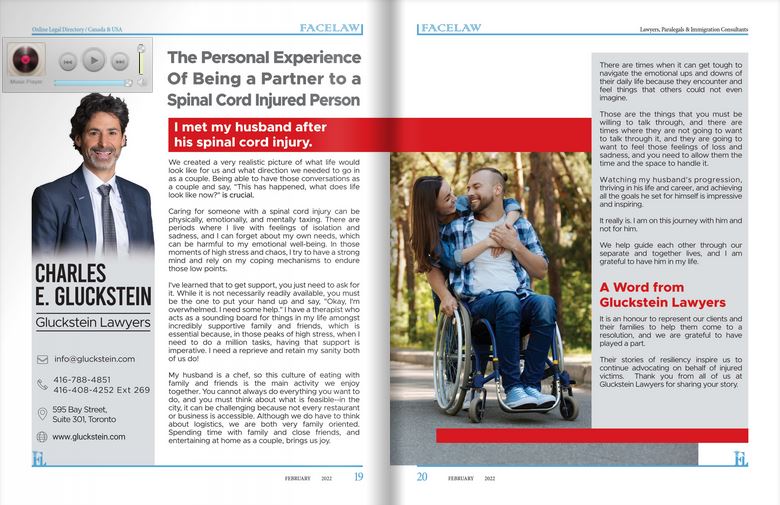 The Personal Experience of Being a Partner to a Spinal Cord Injured Person long term disability lawyer in toronto