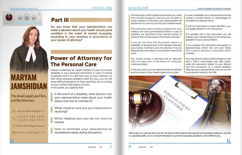 Power of Attorney for the Personal Care long term disability lawyer in toronto