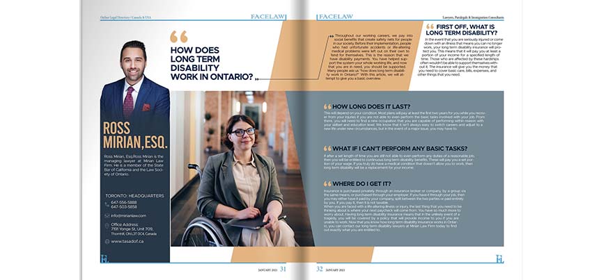 How does long term disability work in Ontario?